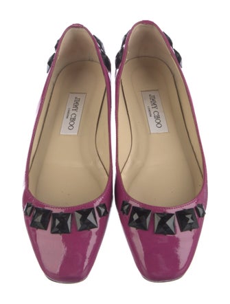 Jimmy Choo Patent Leather Studded Accents Ballet Flats