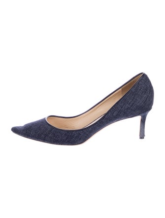 Jimmy Choo Denim Leather Trim Embellishment Pumps