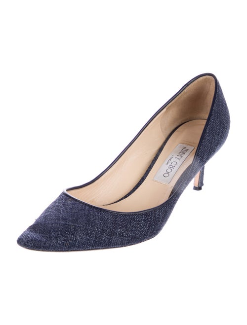 Jimmy Choo Denim Leather Trim Embellishment Pumps