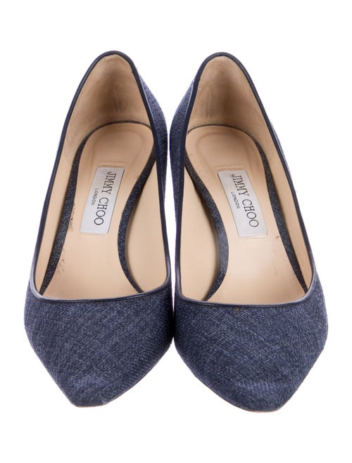 Jimmy Choo Denim Leather Trim Embellishment Pumps
