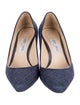 Jimmy Choo Denim Leather Trim Embellishment Pumps