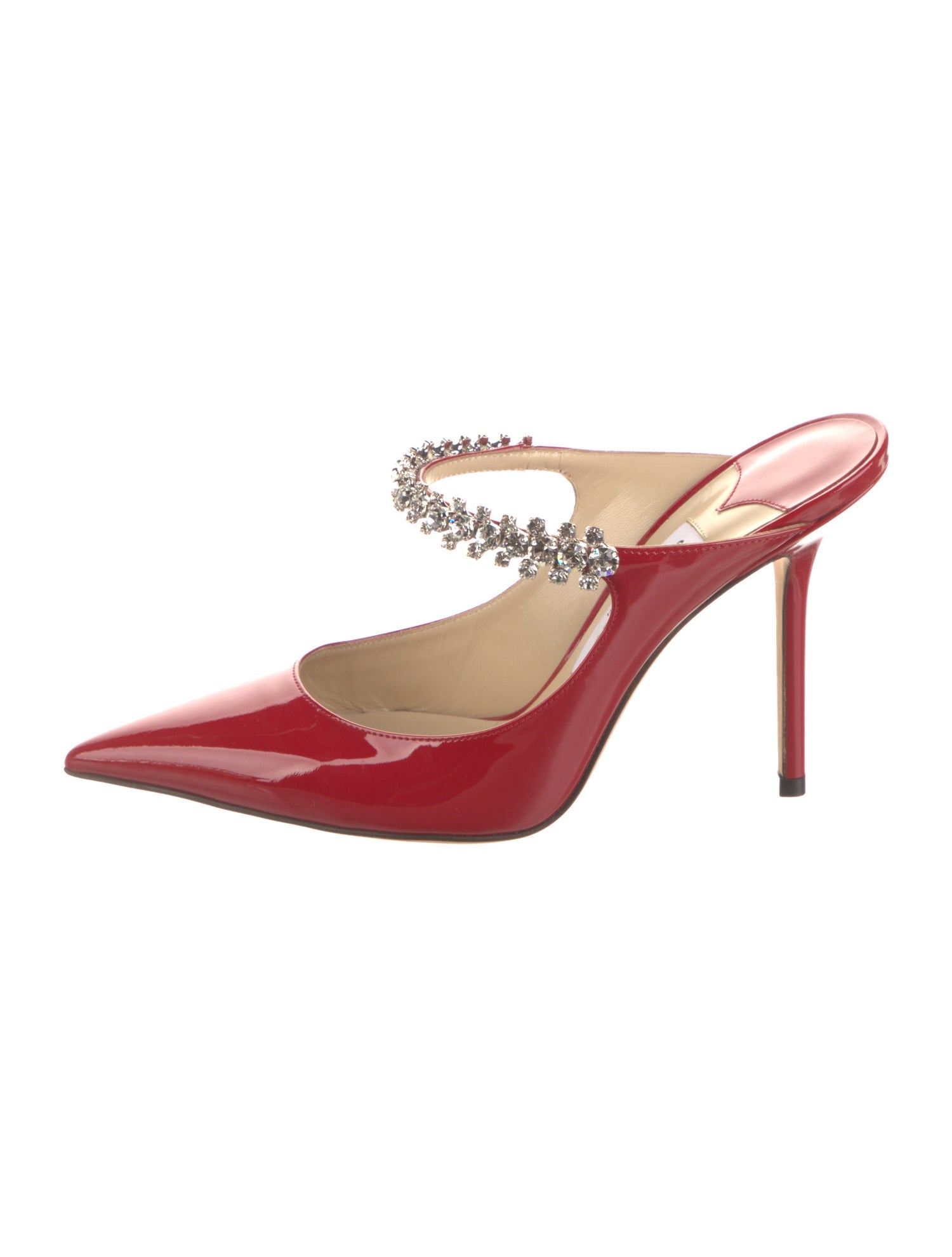 Jimmy Choo Patent Leather Crystal Embellishments Mules