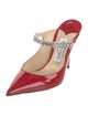 Jimmy Choo Patent Leather Crystal Embellishments Mules