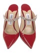 Jimmy Choo Patent Leather Crystal Embellishments Mules