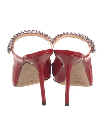 Jimmy Choo Patent Leather Crystal Embellishments Mules