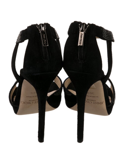 Jimmy Choo Suede Crystal Embellishments T-Strap Sandals