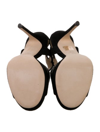 Jimmy Choo Suede Crystal Embellishments T-Strap Sandals
