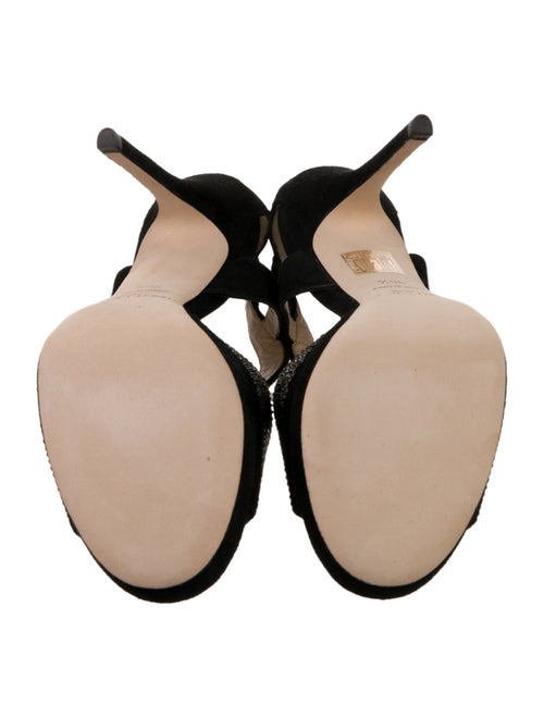 Jimmy Choo Suede Crystal Embellishments T-Strap Sandals