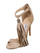 Jimmy Choo Suede Tassel Accents T-Strap Sandals