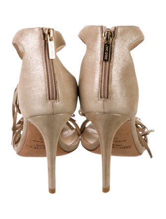 Jimmy Choo Suede Tassel Accents T-Strap Sandals