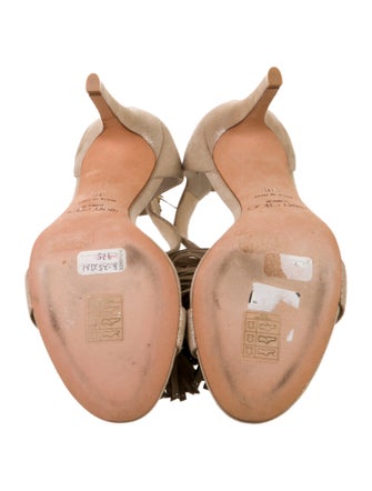 Jimmy Choo Suede Tassel Accents T-Strap Sandals