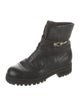 Jimmy Choo Leather Fur Trim Combat Boots