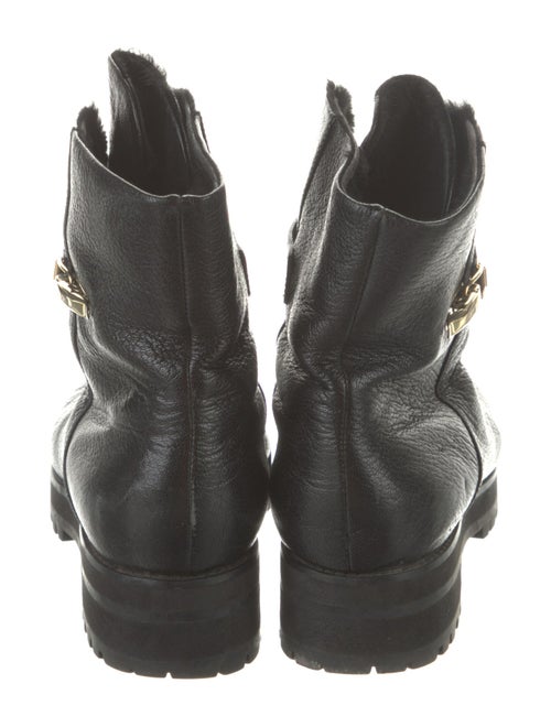 Jimmy Choo Leather Fur Trim Combat Boots