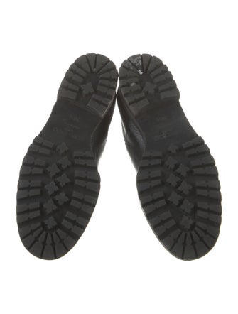 Jimmy Choo Leather Fur Trim Combat Boots