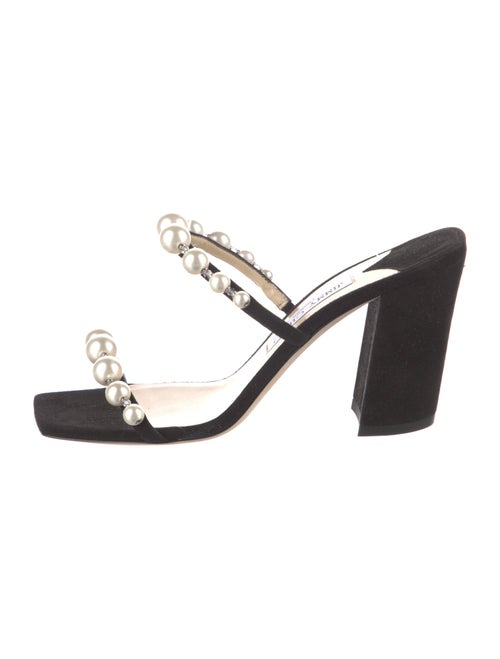 Jimmy Choo Faux Pearl Accents Suede Slides