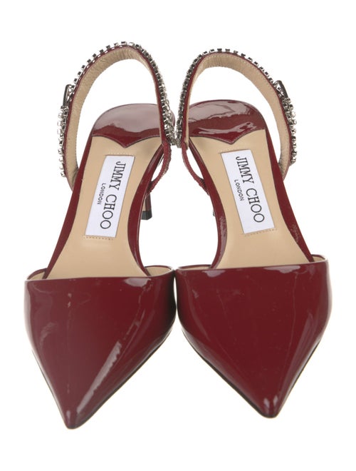 Jimmy Choo Faux Pearl Accents Patent Leather Slingback Pumps