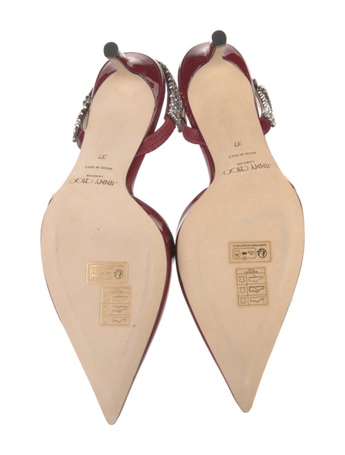 Jimmy Choo Faux Pearl Accents Patent Leather Slingback Pumps