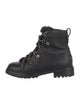 Jimmy Choo Leather Fur Trim Combat Boots