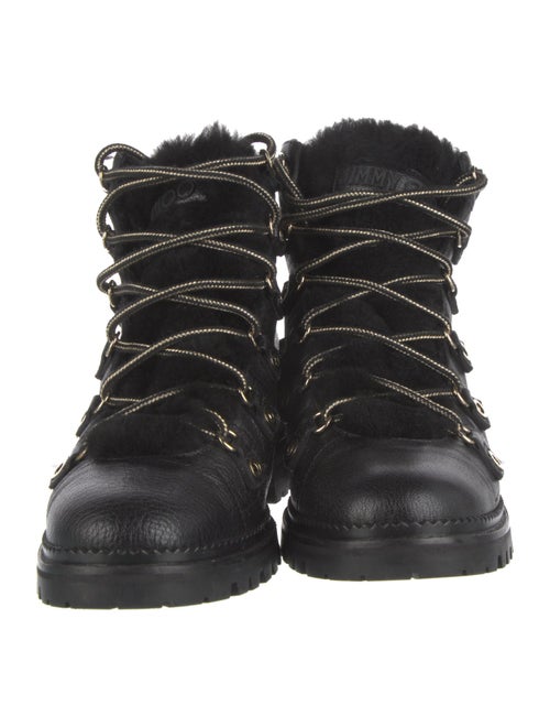 Jimmy Choo Leather Fur Trim Combat Boots