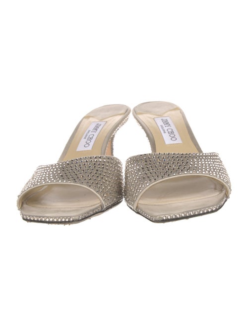 Jimmy Choo Satin Crystal Embellishments Slides