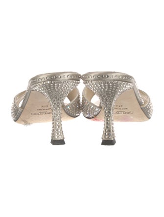 Jimmy Choo Satin Crystal Embellishments Slides