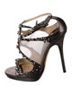 Jimmy Choo Leather Mesh Accents T-Strap Sandals