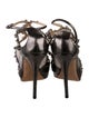 Jimmy Choo Leather Mesh Accents T-Strap Sandals