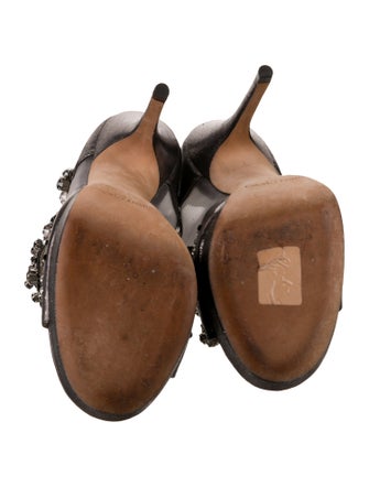 Jimmy Choo Leather Mesh Accents T-Strap Sandals