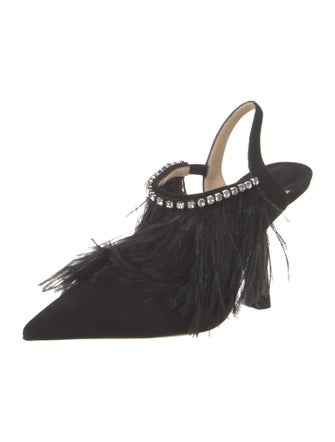 Jimmy Choo Suede Crystal Embellishments Slingback Pumps