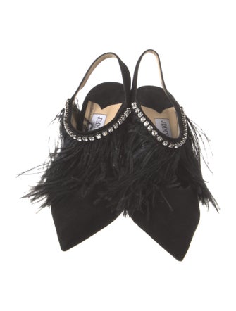 Jimmy Choo Suede Crystal Embellishments Slingback Pumps