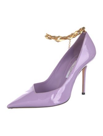 Jimmy Choo Patent Leather Chain-Link Accents D'Orsay Pumps