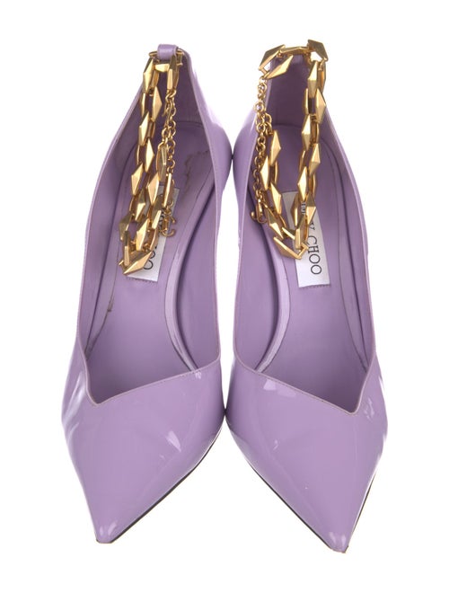 Jimmy Choo Patent Leather Chain-Link Accents D'Orsay Pumps