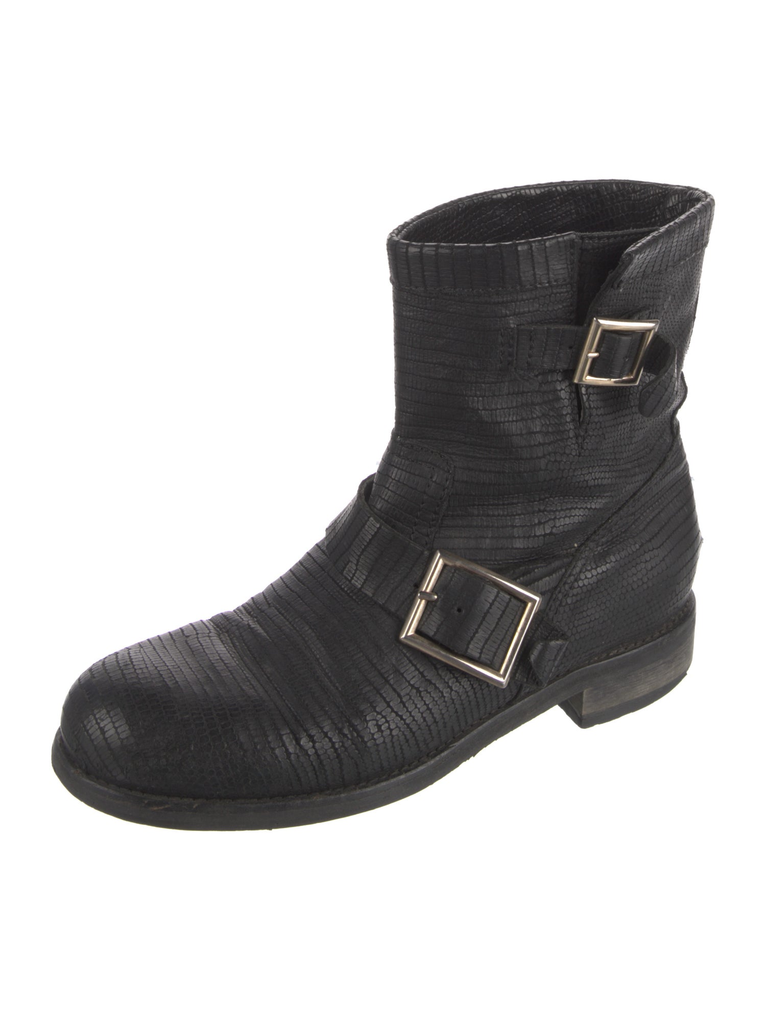 Jimmy Choo Embossed Leather Moto Boots