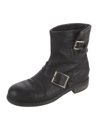 Jimmy Choo Embossed Leather Moto Boots