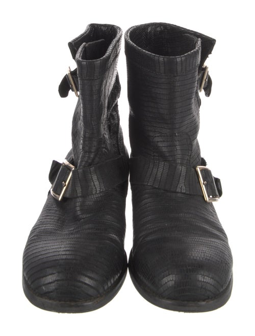 Jimmy Choo Embossed Leather Moto Boots