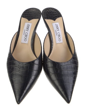 Jimmy Choo Embossed Leather Animal Print Mules