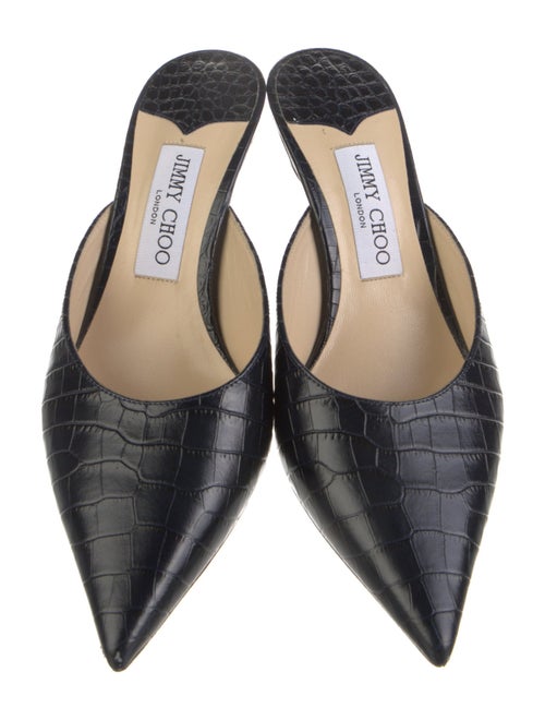 Jimmy Choo Embossed Leather Animal Print Mules