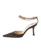 Jimmy Choo Satin Chain-Link Accents D'Orsay Pumps