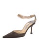 Jimmy Choo Satin Chain-Link Accents D'Orsay Pumps