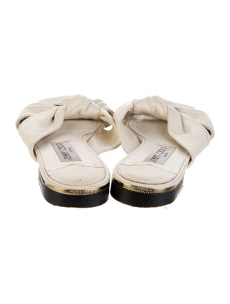 Jimmy Choo Leather Colorblock Pattern Slides