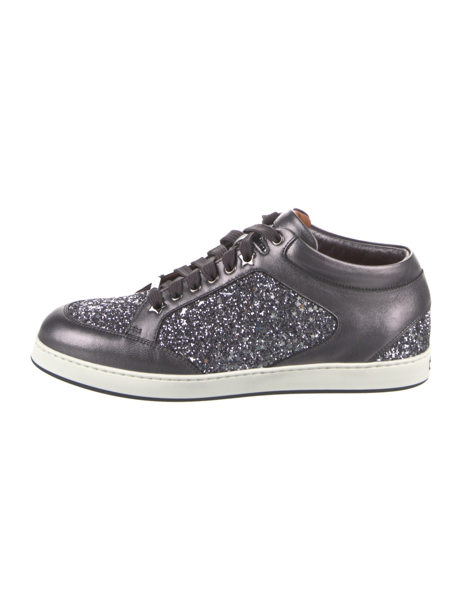 Jimmy Choo Leather Glitter Accents Sneakers w/ Tags