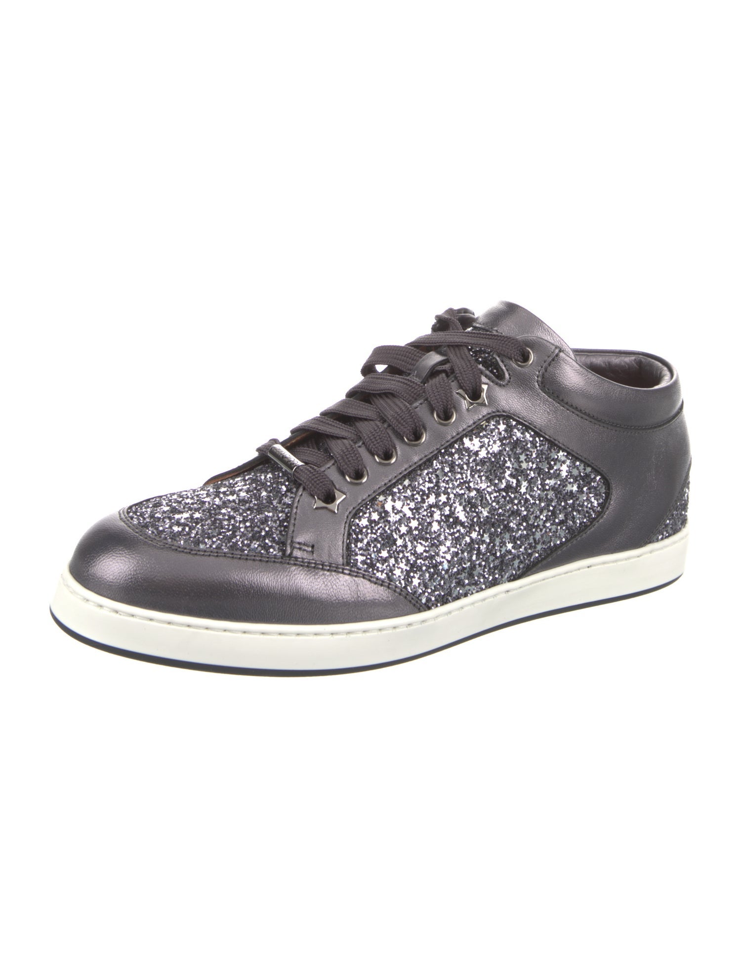 Jimmy Choo Leather Glitter Accents Sneakers w/ Tags
