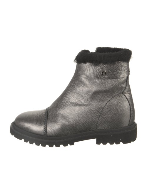 Jimmy Choo Leather Fur Trim Moto Boots