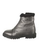 Jimmy Choo Leather Fur Trim Moto Boots