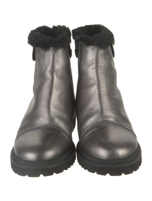 Jimmy Choo Leather Fur Trim Moto Boots