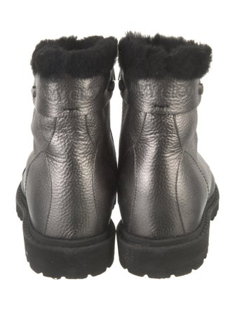 Jimmy Choo Leather Fur Trim Moto Boots