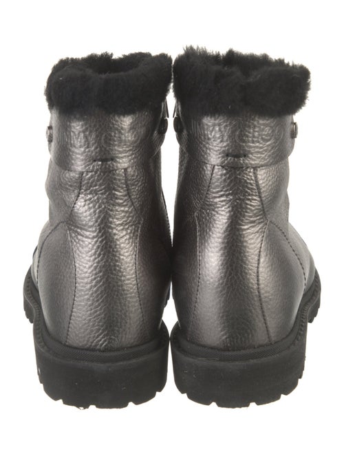 Jimmy Choo Leather Fur Trim Moto Boots