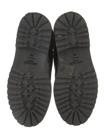 Jimmy Choo Leather Fur Trim Moto Boots