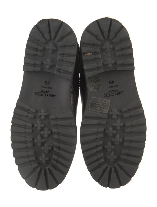 Jimmy Choo Leather Fur Trim Moto Boots