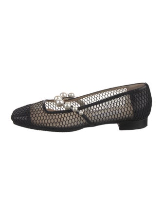 Jimmy Choo Faux Pearl Accents Mesh Flats